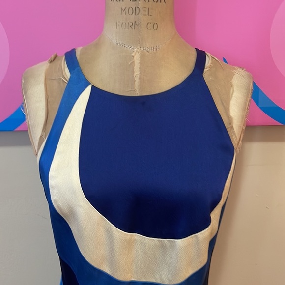 Moschino Cheap Chic Blue White Satin Dress - Picture 3 of 10